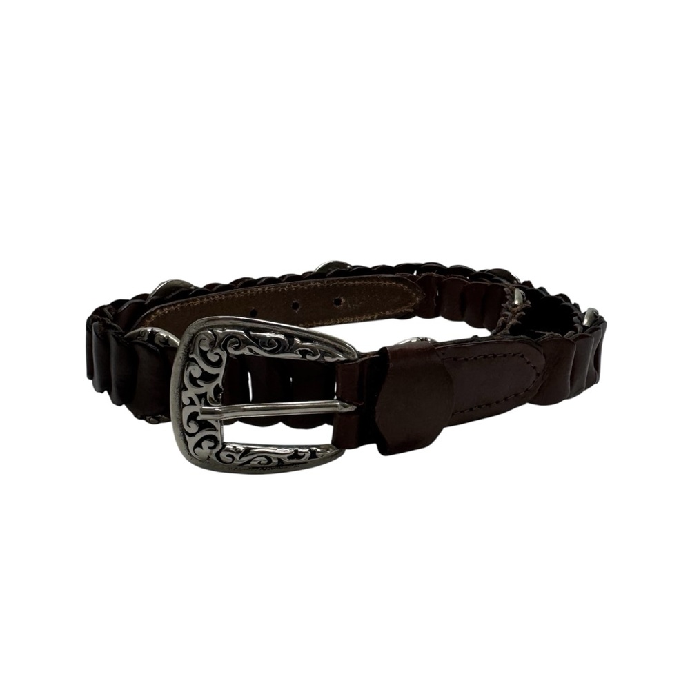 Donna Katz Leather Link Belt Brass Buckle And Links Women Medium